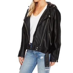 Free People Vegan Leather Oversized Moto Jacket